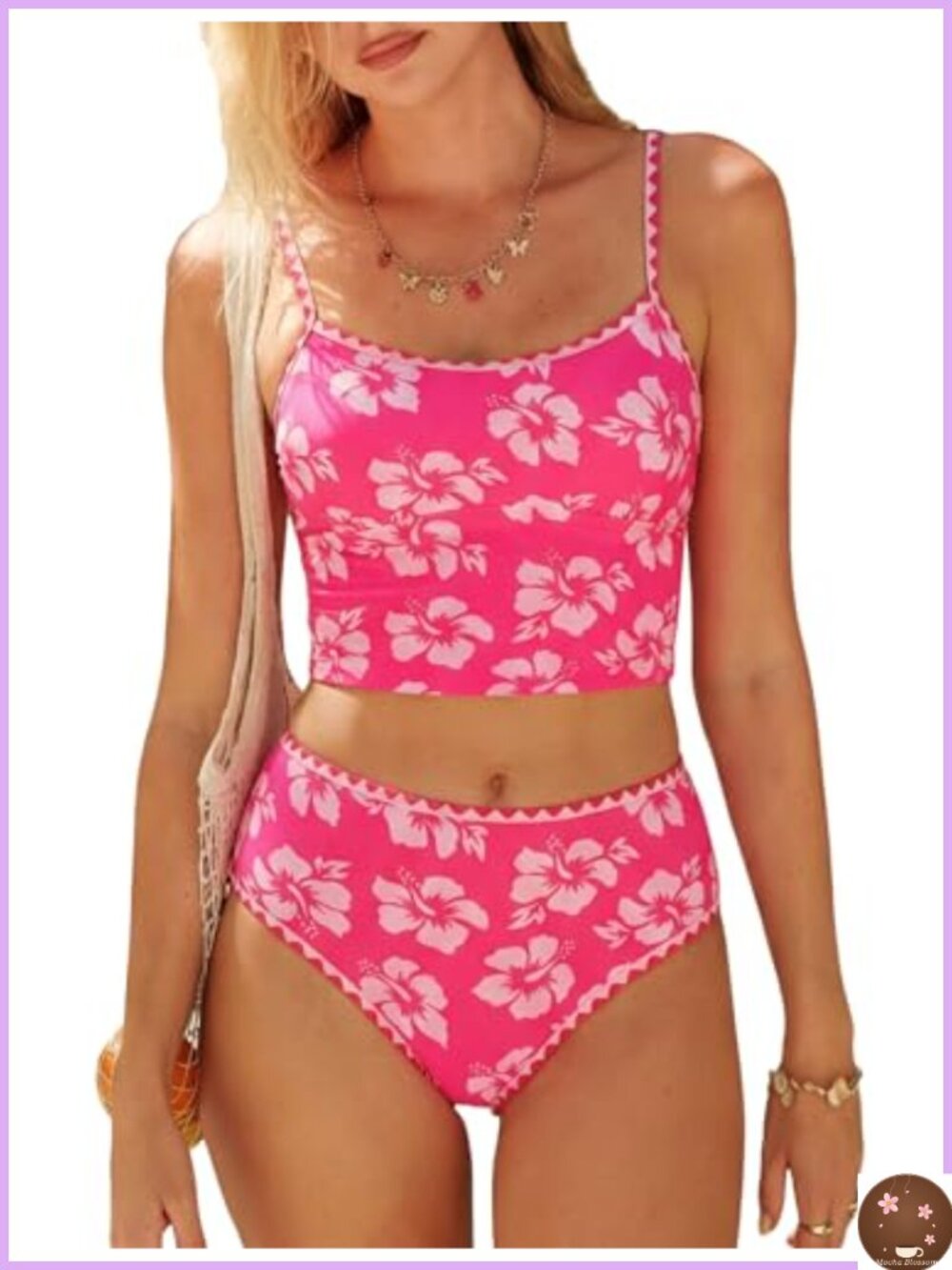 Women's High Waisted Tankini Swimsuit Tummy Control Bathing Suit Floral Print